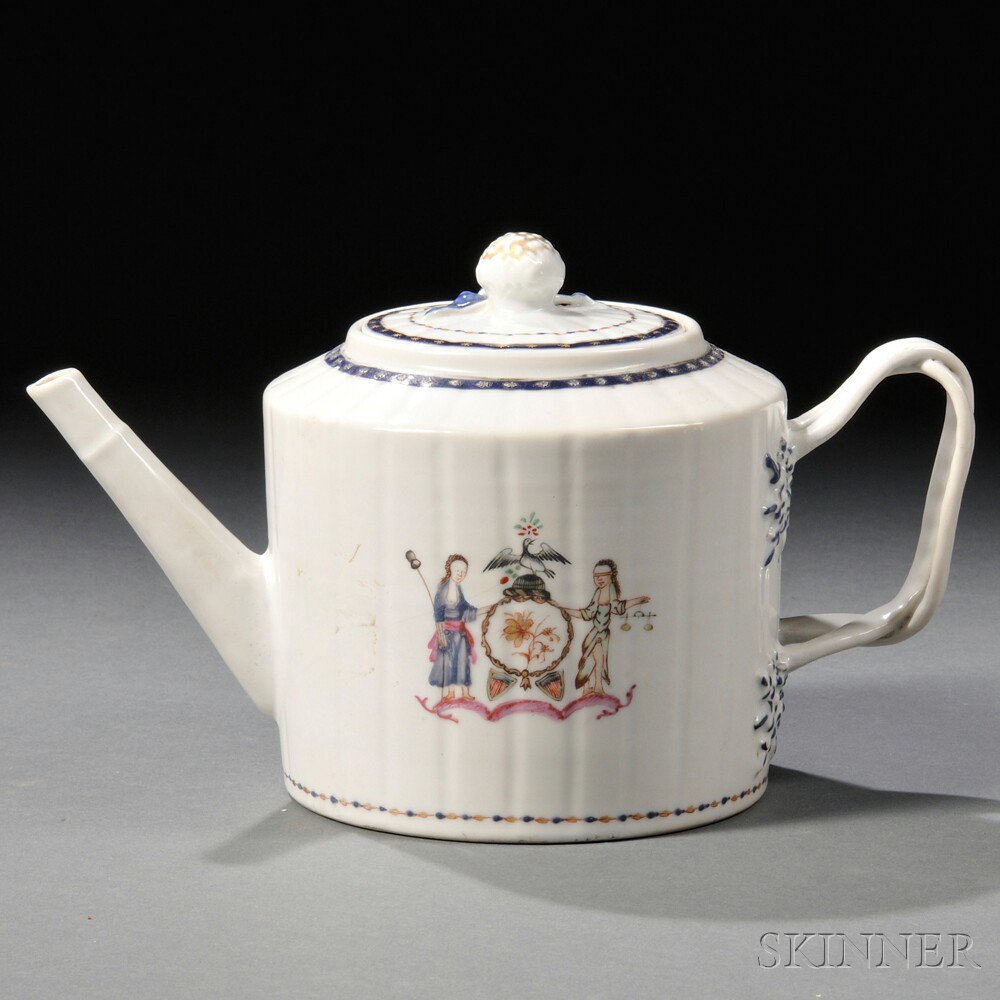 Appraisal: New York State Coat of Arms-decorated Chinese Export Porcelain Teapot