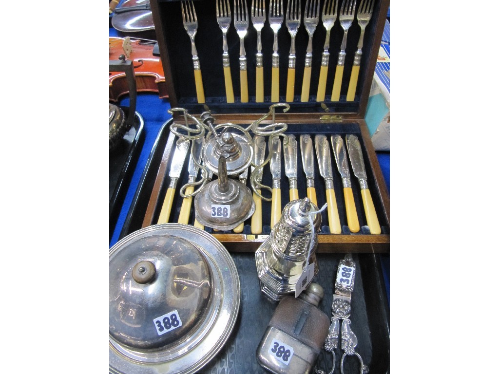 Appraisal: Tray lot of EP - part set fish cutlery sugar