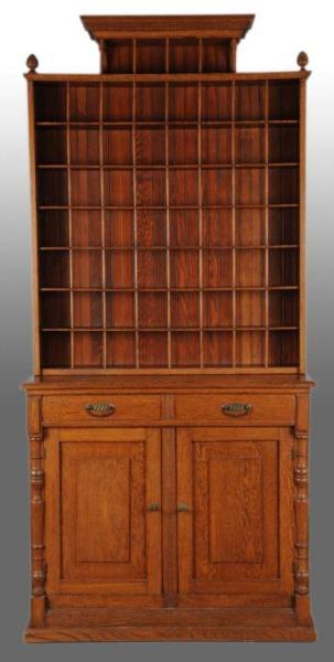 Appraisal: Oak -Piece Barber's Shaving Mug Cabinet Description Circa Includes compartments