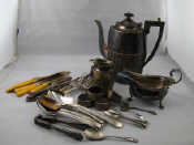 Appraisal: A quantity of silver plate comprising a coffee pot and