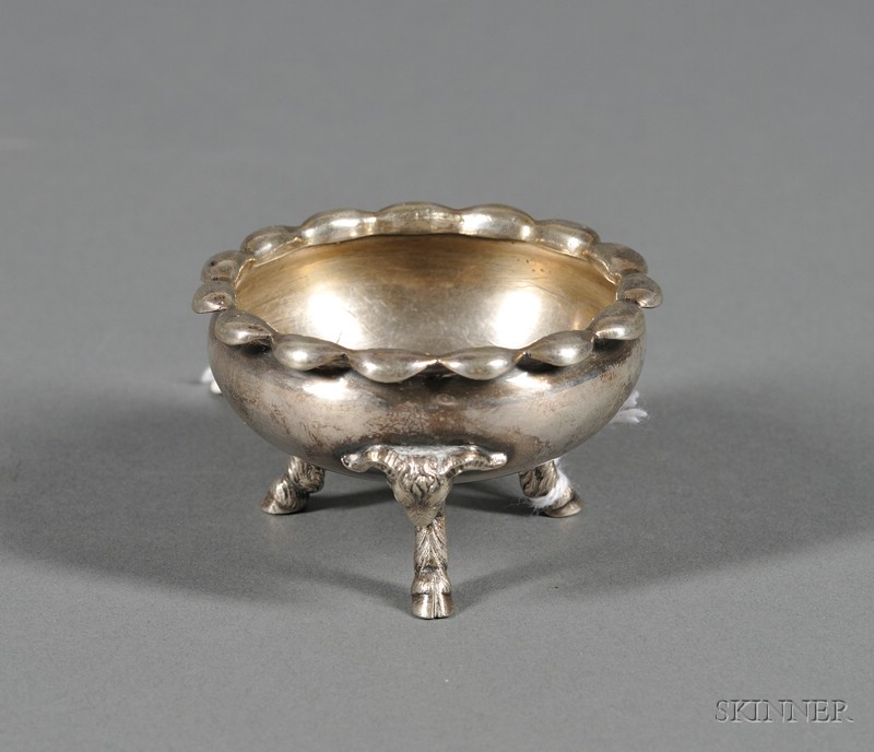 Appraisal: Silverplated Dish for Passover Haroset circular dish raised on ram-form