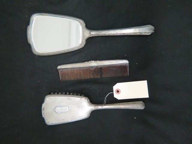 Appraisal: pc Sterling Silver Dresser Set mirror comb brush