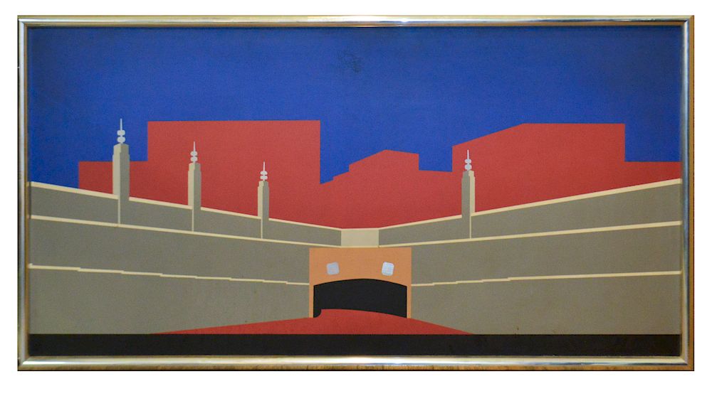 Appraisal: Mid-Century Modern Painting of Lincoln Tunnel NYC Mid-century modern architectural