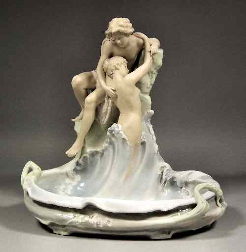 Appraisal: A Royal Dux Art Nouveau porcelain centrepiece by Hampel -