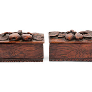 Appraisal: A Pair of English Carved Oak or Elm Candle Boxes