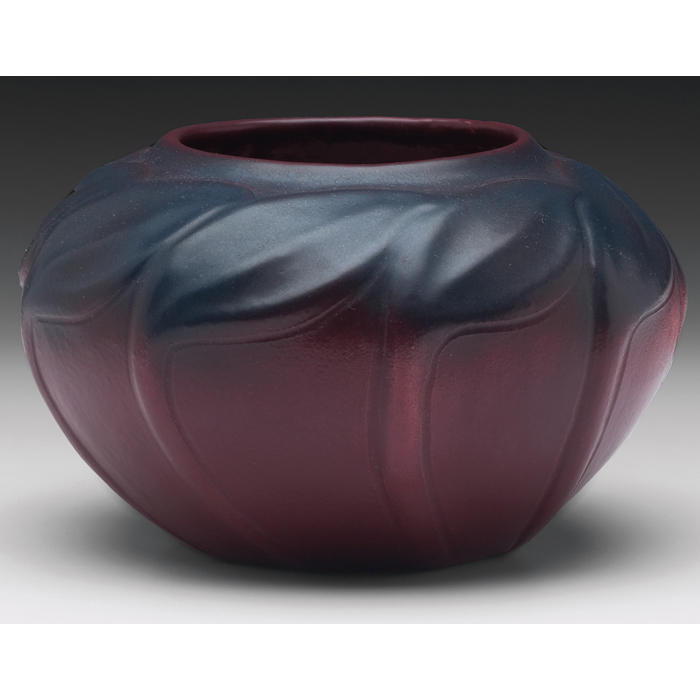 Appraisal: Van Briggle bowl leaf designs undera maroon and blue matte