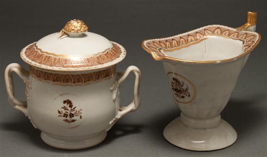 Appraisal: Chinese Export sepia decorated parcel gilt porcelain covered sugar bowl