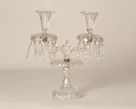 Appraisal: A Cut Glass Double Branch Candelabrum with tulip form candle