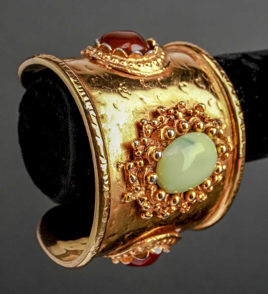 Appraisal: Christian Lacroix Hammered Gold-Tone Cuff Bracelet Christian Lacroix hammered gold-tone