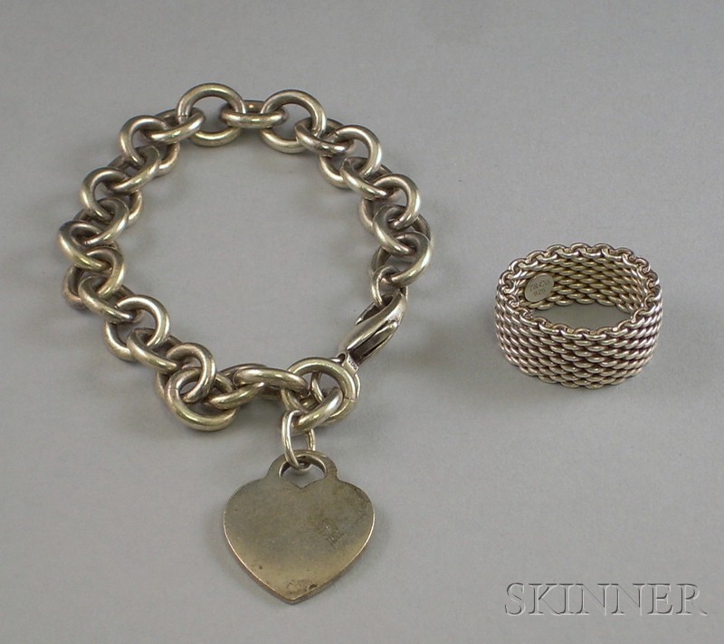 Appraisal: Two Tiffany Co Sterling Silver Jewelry Items a bracelet with