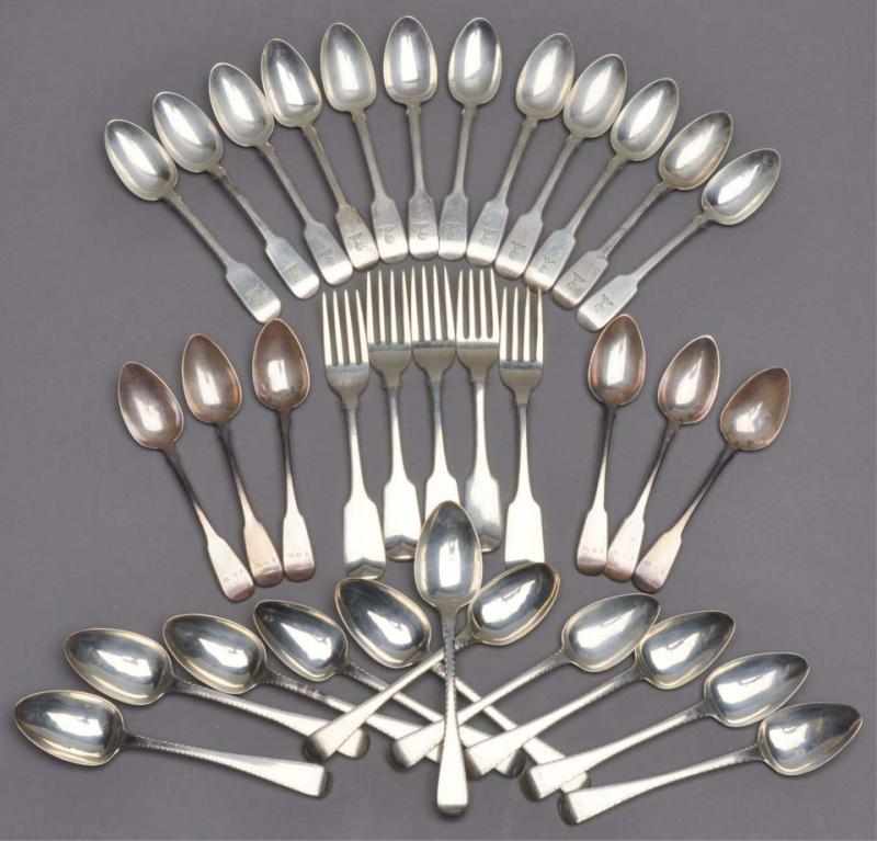 Appraisal: Group of Irish English Georgian Silver Flatware Comprising a set