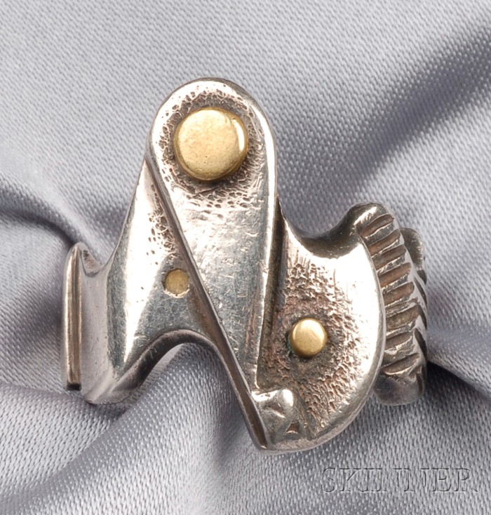 Appraisal: Artist-designed Silver and Brass Ring Peter Macchiarini mid to late