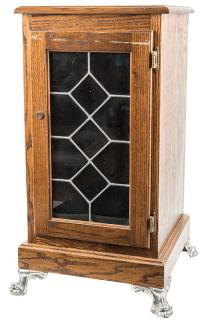 Appraisal: Oak Slot Vending Machine Stand with Paneled Glass Door and