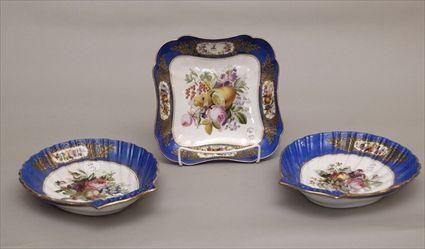 Appraisal: Three English Floral-Decorated Porcelain Dishes