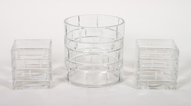 Appraisal: Three Baccarat cut crystal vases pair of square vases in