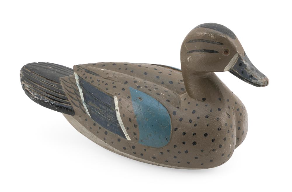 Appraisal: CLOVIS VIZIER BLUE-WINGED TEAL HEN DECOY GALLIANO LOUISIANA - LENGTH