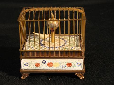 Appraisal: BRASS BIRD CAGE AUTOMATON Probably German late th early th