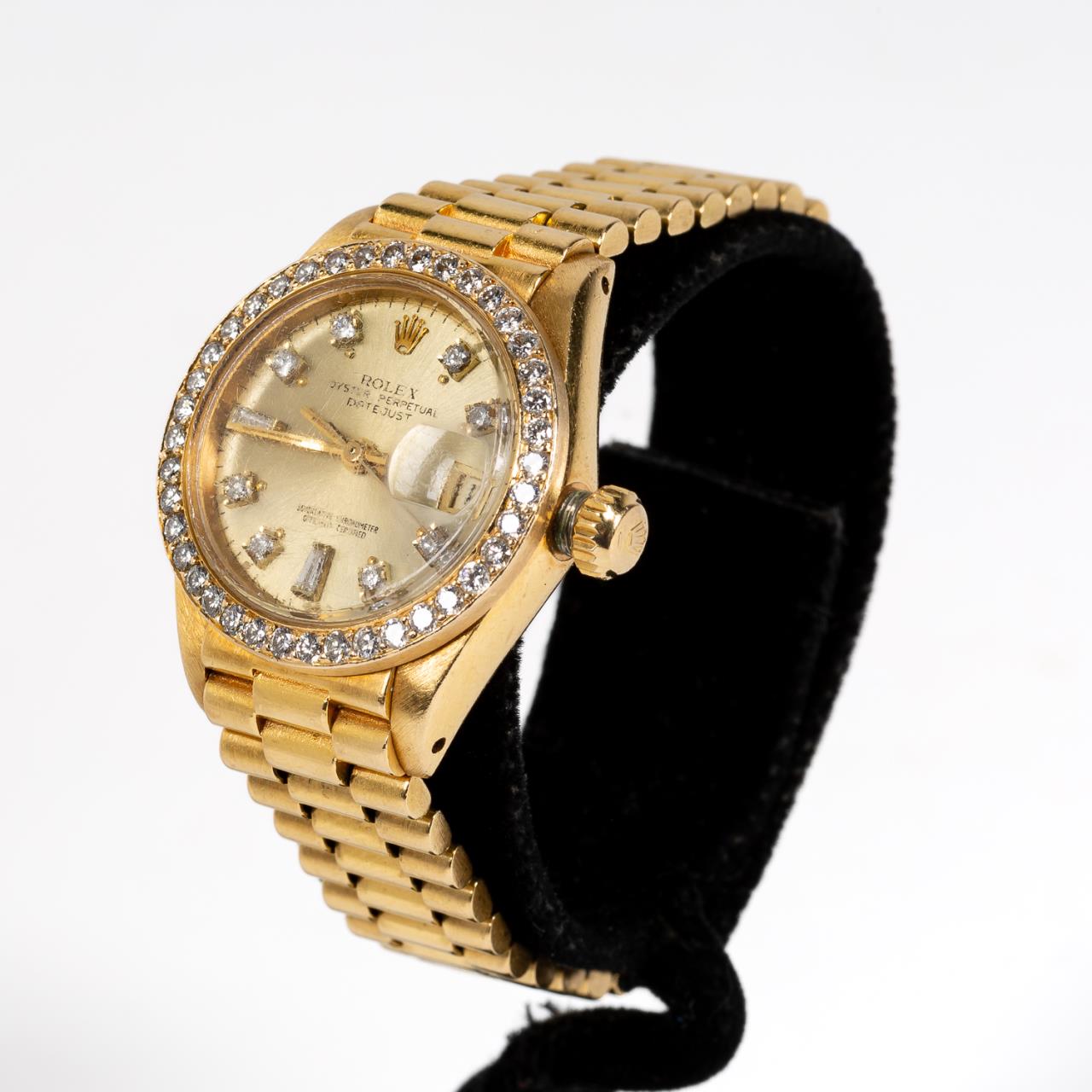 Appraisal: K YELLOW GOLD DIAMOND PRESIDENT WATCH Rolex Swiss k yellow