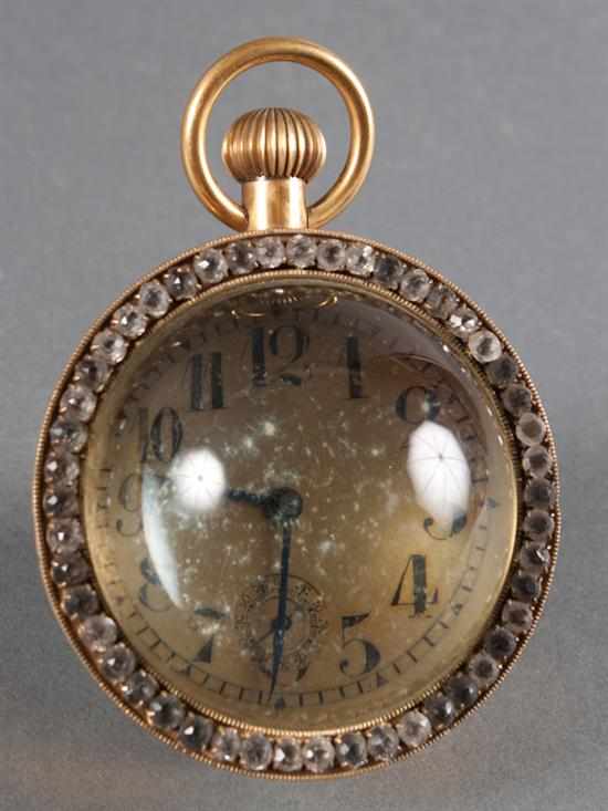 Appraisal: Brass and glass bauble clock circa globular form rhinestone trimmed