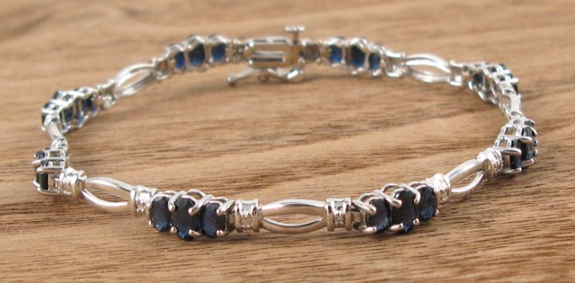 Appraisal: SAPPHIRE AND DIAMOND BRACELET The k white gold bracelet is