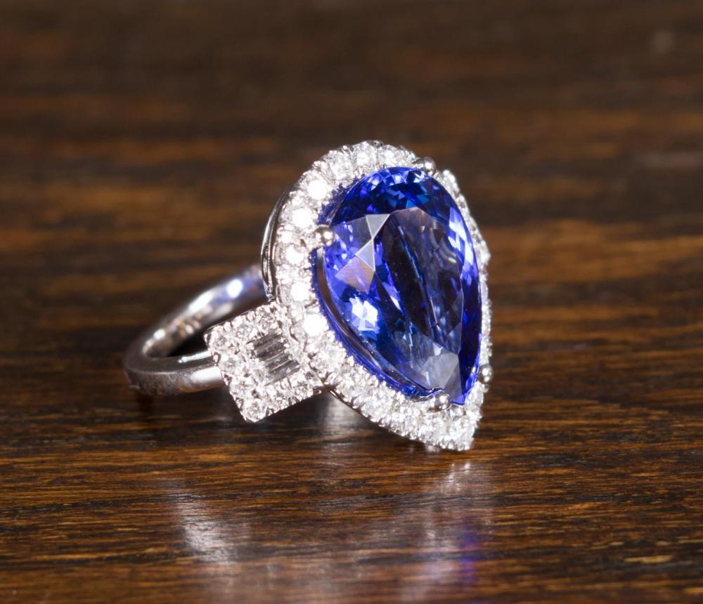 Appraisal: TANZANITE DIAMOND AND FOURTEEN KARAT GOLD RING The k white