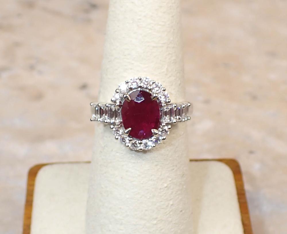 Appraisal: RUBY DIAMOND AND FOURTEEN KARAT WHITE GOLD RING The k