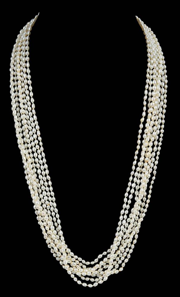 Appraisal: Eight Pearl Necklaces knotted eight strands assorted size and shape