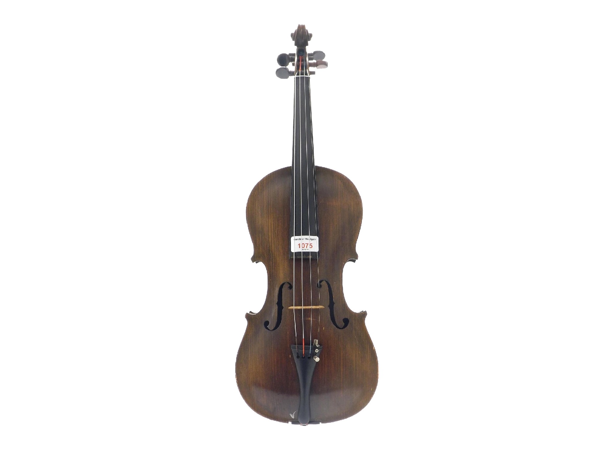 Appraisal: Interesting th century unpurfled violin branded Stainer below the button