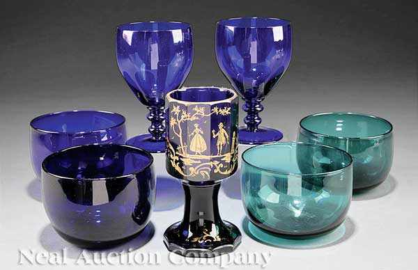 Appraisal: A Good Group of Bristol Glass Objects th c including