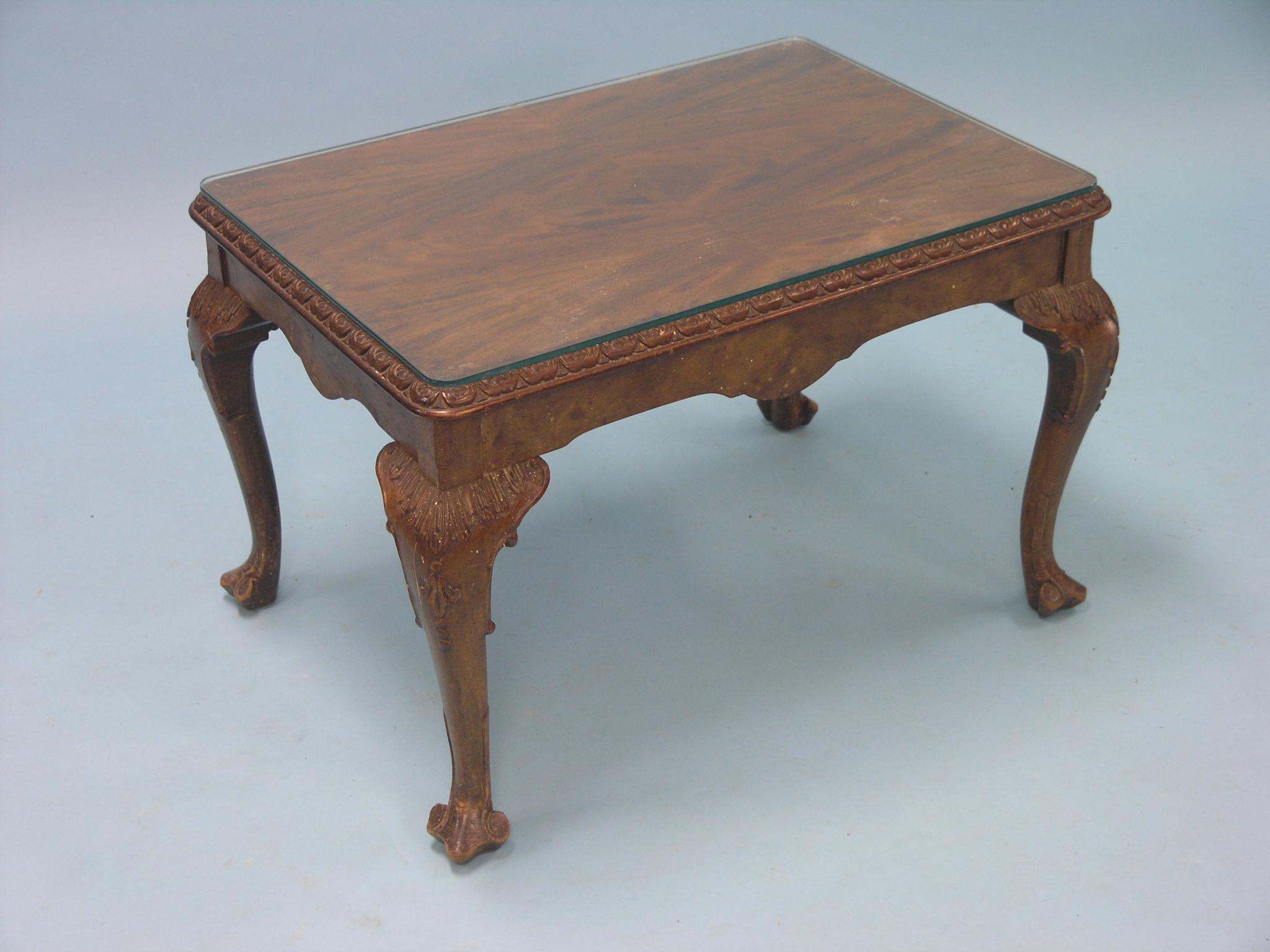 Appraisal: An early th century mahogany coffee table quarter-veneered top on