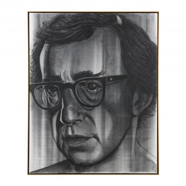 Appraisal: AL PREISS AMERICAN WOODY ALLEN Charcoal and wash on canvas