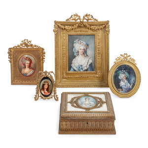 Appraisal: Five Continental Portrait Miniatures Late th Early th Century comprising