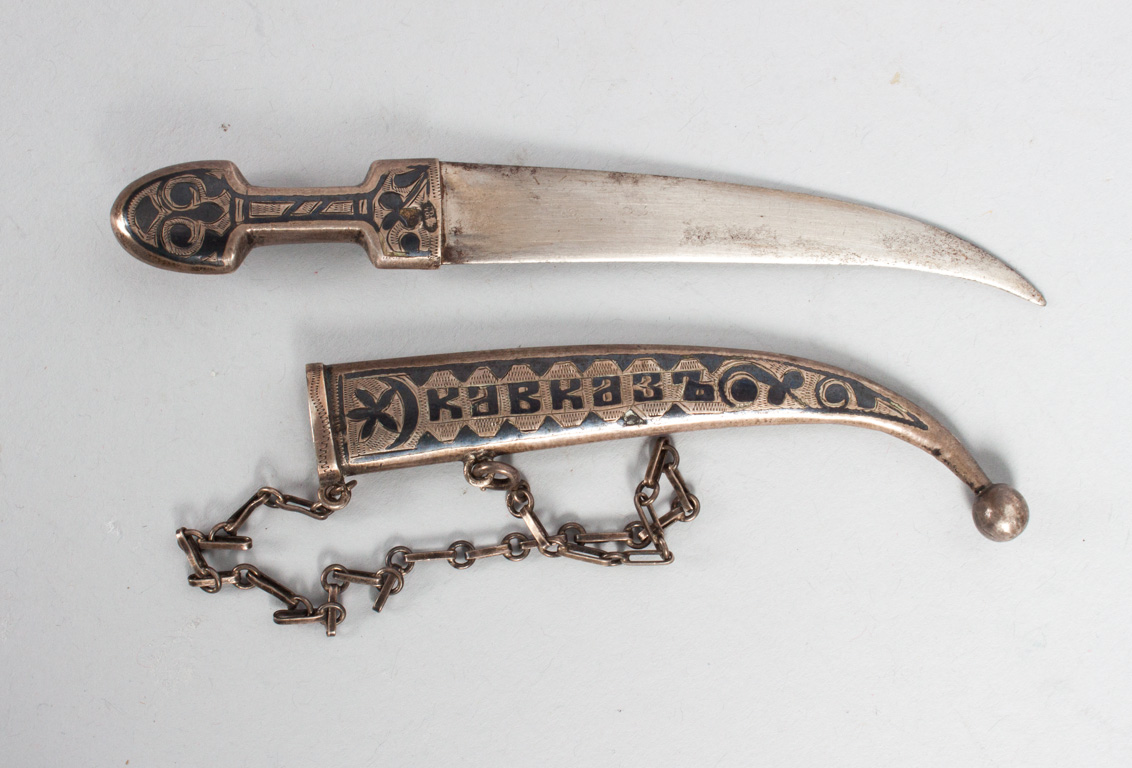 Appraisal: Russian niello enamel silver letter opener with Kiev kokoshnik marks