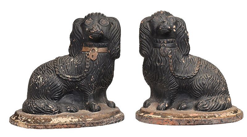 Appraisal: Pair of Painted Terracotta Dog Statues probably British th th