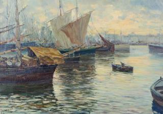 Appraisal: GIUSEPPE GIARDELLO Italian GIUSEPPE GIARDELLO Italian - Harbor Scene Oil