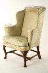 Appraisal: ARM CHAIR - th C English Queen Anne upholstered wing