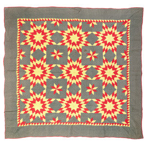 Appraisal: A Harvest Sun Pattern Pieced Cotton Quilt Circa x inches