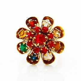 Appraisal: A ct gold multi-gem set dress ring size L gms