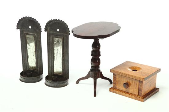 Appraisal: BOX MINIATURE STAND AND PAIR OF CANDLE SCONCES American Mid