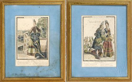 Appraisal: Two Framed Reproductions of th C French Prints x in