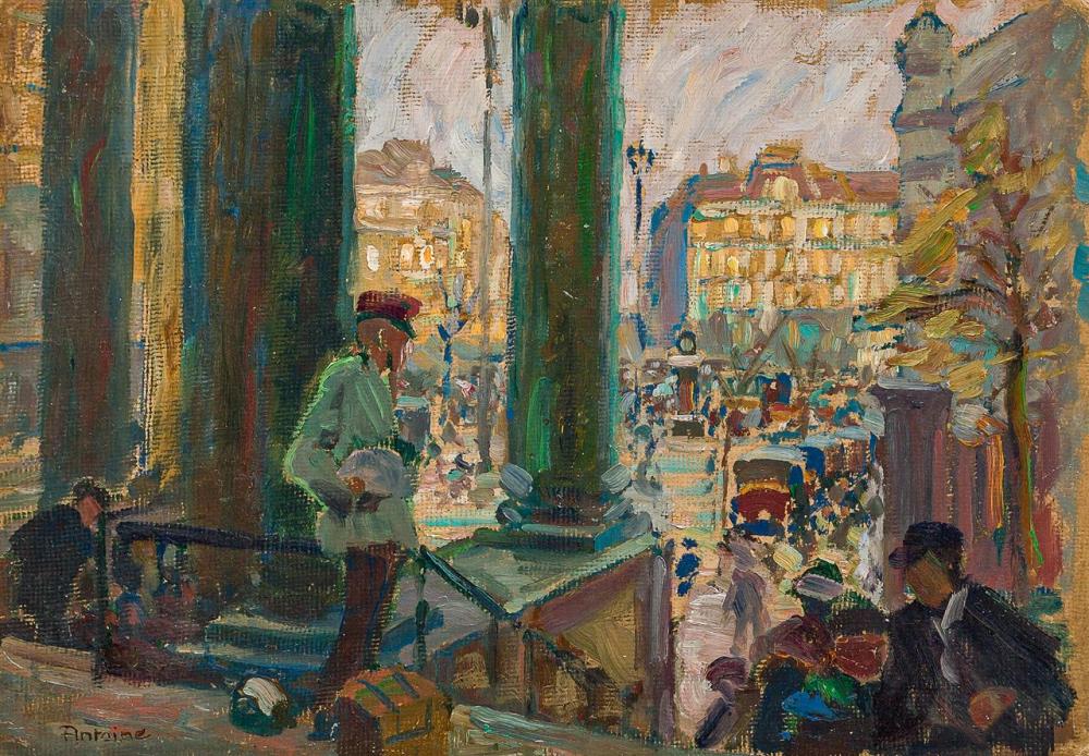 Appraisal: OTTO ANTOINE German - Potsdam Plaza Berlin oil on board