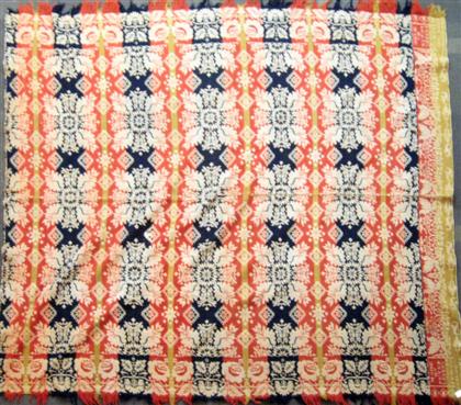 Appraisal: Three-color jacquard coverlet peter leisey lancaster pa mid-late th century