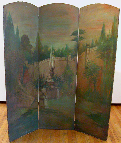 Appraisal: panel hand painted wooden screen Kasmin I or L oil