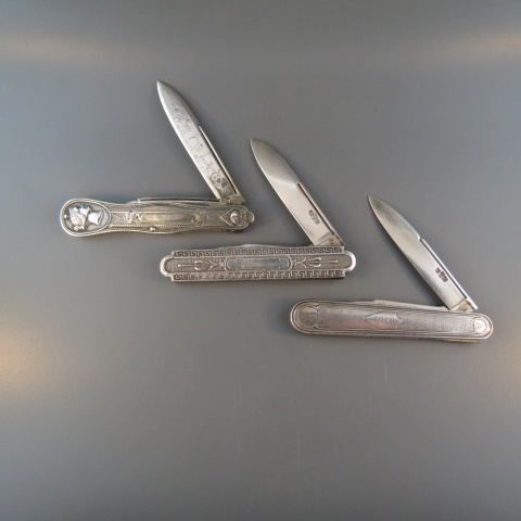 Appraisal: Victorian Coin Silver Fruit Knives including medallion design