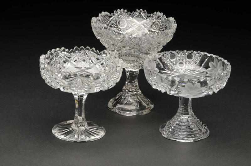 Appraisal: Lot of Cut Glass Pedestal Compotes Description One has top