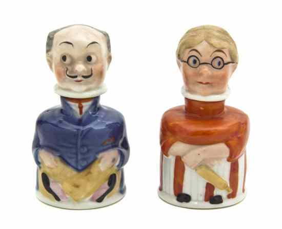 Appraisal: A Pair of German Porcelain Figural Inkwells Ma and Pa