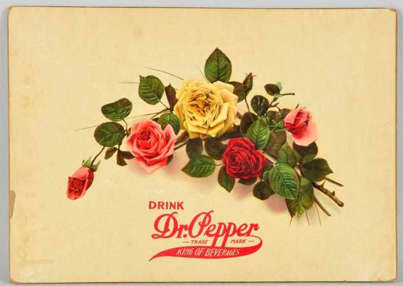 Appraisal: Heavy Cardboard Dr Pepper Poster with Roses Description Circa Made