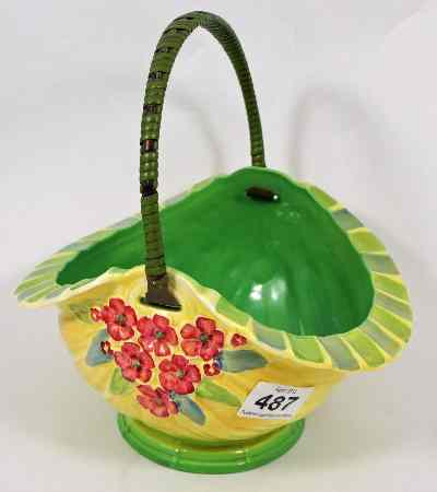 Appraisal: A Burleighware Pottery Basket embossed with Flowers decorated in Yellow