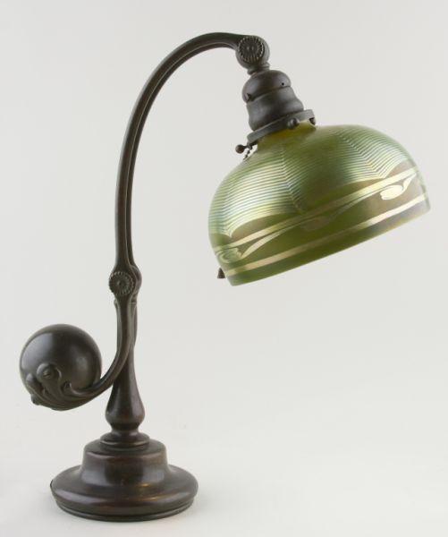 Appraisal: Signed Tiffany Studios Counterbalance Desk Lamp heavy patinated bronze construction