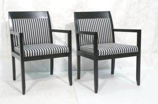 Appraisal: PR Contemporary Ebonized Wood Side Arm Chairs Op PR Contemporary